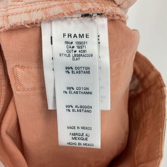 Frame Le Brigette Frayed Denim 3" Shorts Clay Women 27 High Rise Raw Hem - Picture 4 of 5